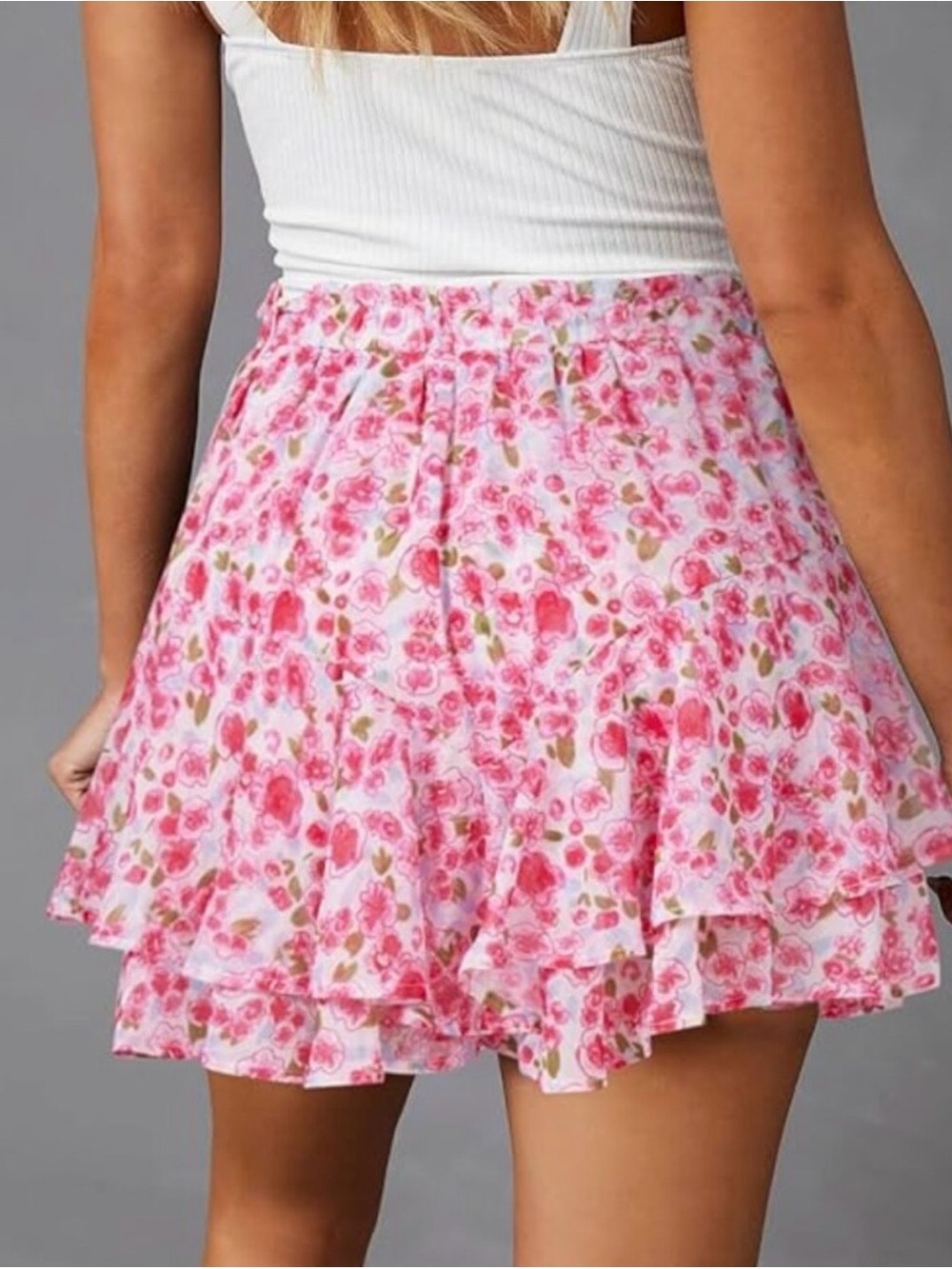 Floral Pink Ruffle Skort - Picture 2 of 7